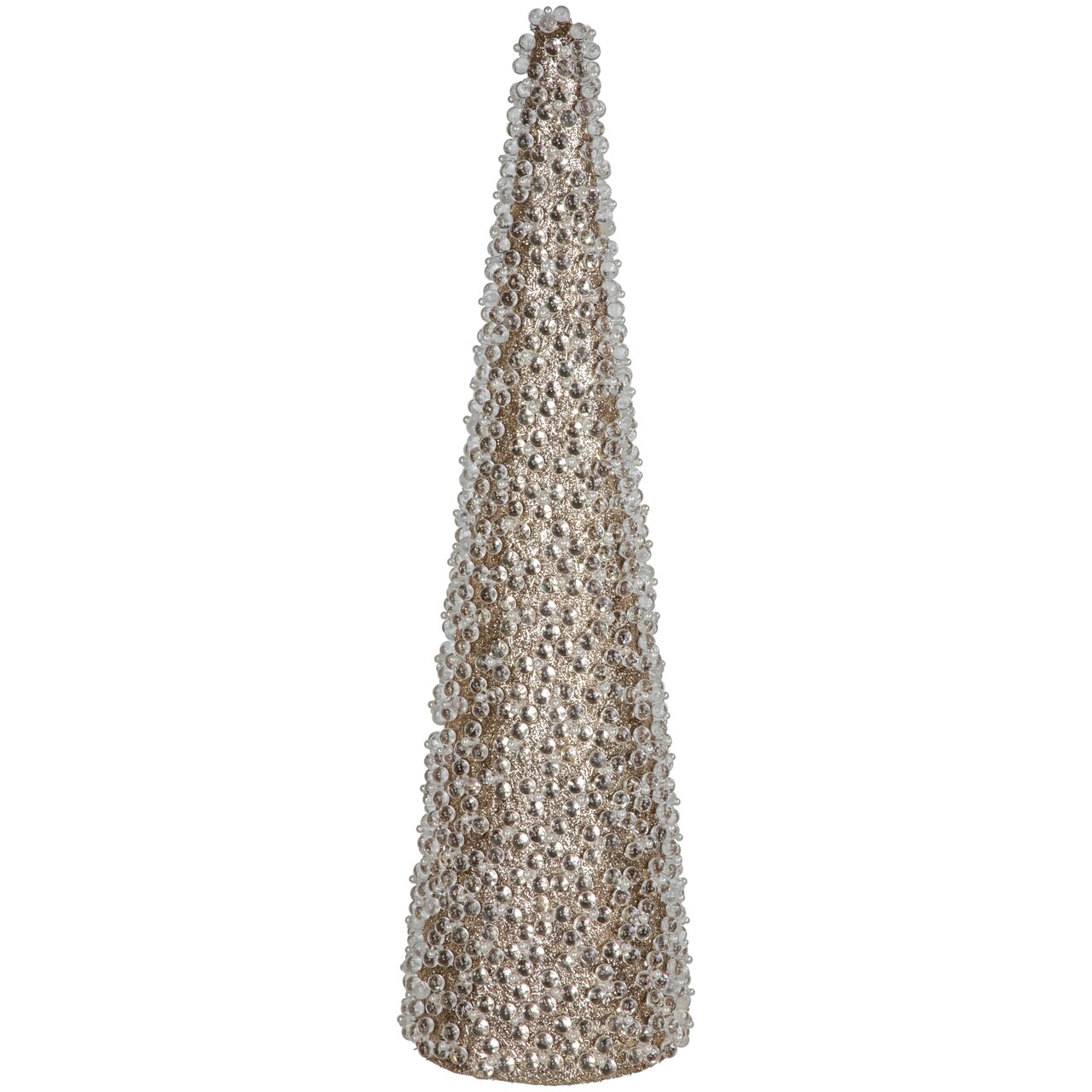 Northlight Beads and Glitter Christmas Cone Tree - 18" - Gold Finish
